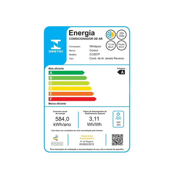 Ar Condicionado Janela 7500 BTUs Frio Branco 220V CCB07FB Consul - Viva Lar Moveis