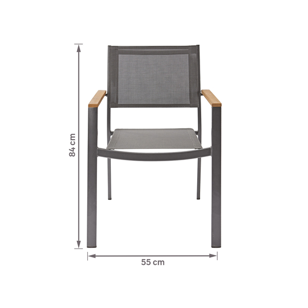 Cadeira de Jardim em Alumínio 84x55cm Cinza Oris Naterial - Viva Lar Moveis