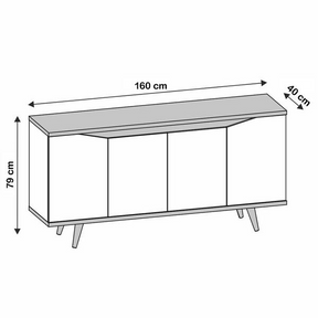 Aparador Buffet Grace Com 4 Portas E Pés De Madeira Maciça -  Viva Lar Moveis