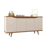 Aparador Buffet Grace Com 4 Portas E Pés De Madeira Maciça -  Viva Lar Moveis