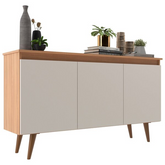Buffet 3 Portas 136cm Retrô Elza Yescasa Freijó/off White - Viva Lar Moveis