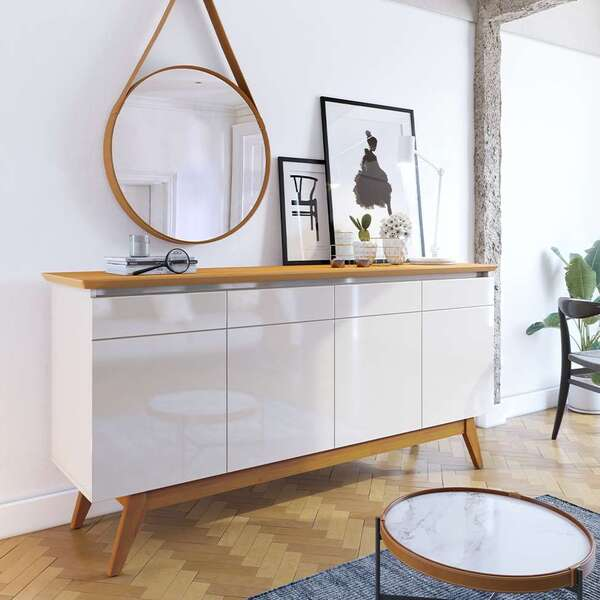 Buffet Classic 4 Pt Off White E Nature - Viva Lar Moveis