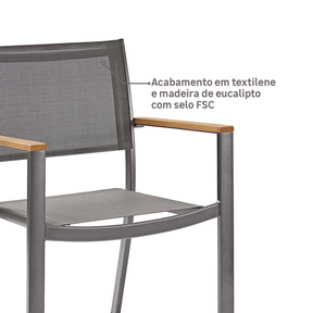 Cadeira de Jardim em Alumínio 84x55cm Cinza Oris Naterial -  Viva Lar Moveis