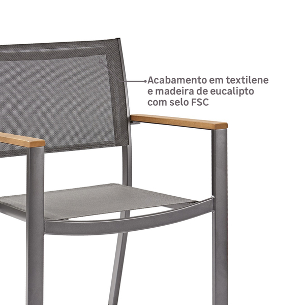 Cadeira de Jardim em Alumínio 84x55cm Cinza Oris Naterial -  Viva Lar Moveis