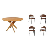 Conjunto Sala De Jantar Mesa Lisboa Madeira Maciça Com 4 Cadeiras Bless Marrom/whisky -  Viva Lar Moveis
