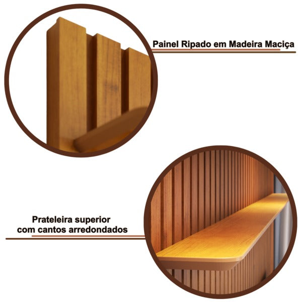 Painel de Parede Ripado Madeira Maciça Home Suspenso Sala Estar para Tv's de até 75 Polegadas Loft 1.8 Imcal - Nature -  Viva Lar Moveis