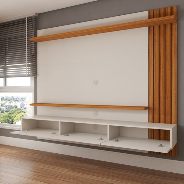 Painel Para Tv Até 70 Polegadas Christiania Ripado Cinamomo/off White - Panorama Móveis - Viva Lar Moveis