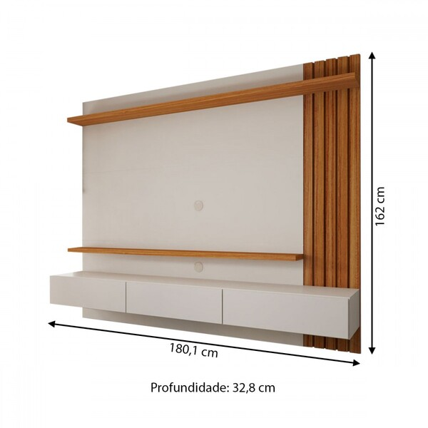 Painel Para Tv Até 70 Polegadas Christiania Ripado Cinamomo/off White - Panorama Móveis - Viva Lar Moveis