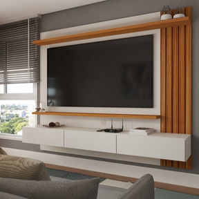 Painel Para Tv Até 70 Polegadas Christiania Ripado Cinamomo/off White - Panorama Móveis - Viva Lar Moveis