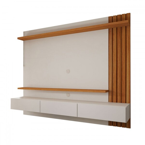 Painel Para Tv Até 70 Polegadas Christiania Ripado Cinamomo/off White - Panorama Móveis - Viva Lar Moveis
