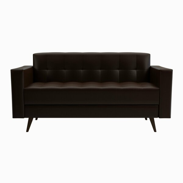 Sofá 3 Lugares Corino Vitrola Marrom -  Viva Lar Moveis