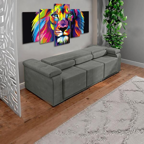 Sofá Retrátil Desmontável Suede 2,10m 3 Lugares Fox Cinza -  Viva Lar Moveis