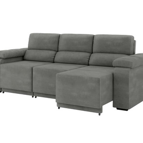 Sofá Retrátil Desmontável Suede 2,10m 3 Lugares Fox Cinza -  Viva Lar Moveis