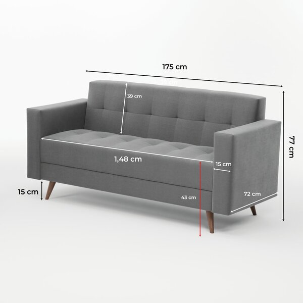 Sofá Vitrola 3 Lugares Suede Cinza - Viva Lar Moveis